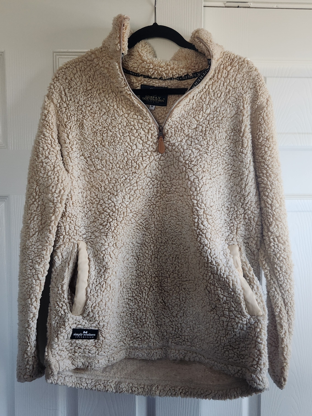 Simply Southern Cream Sherpa Quarter-Zip Pullover